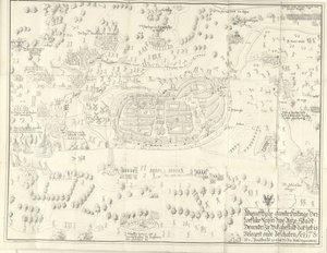 Belagerung und Einnahme von Deventer, 1578 von Jan de Lange (II) (signed by artist)