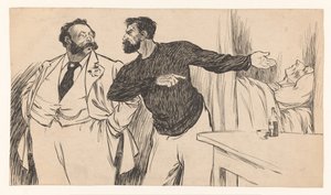 Fabrikbesitzer bei der verstorbenen Frau eines Arbeiters von Jan de Waardt