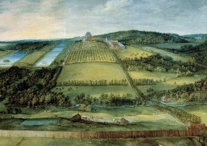 Landschaft mit dem Schloss Mariemont, jetzt zerstört, in der Nähe von Brüssel von Jan the Elder Brueghel