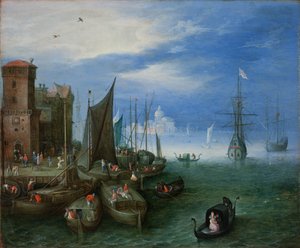 Hafenszene in Venedig von Jan the Elder Brueghel