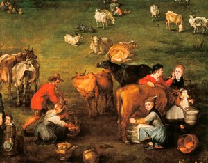 Das Leben der Bauern, Detail eines Gemäldes von Jan Bruegel von Jan the Elder Brueghel