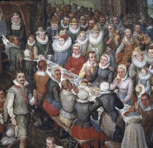 Hochzeitsbankett unter Vorsitz von Erzherzog Albert von Österreich und der Erzherzogin (Detail) von Jan the Elder Brueghel