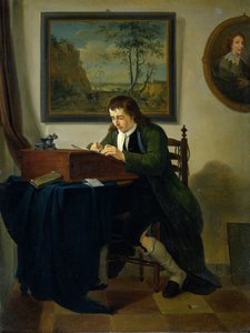 Ein Mann schreibt an seinem Schreibtisch von Jan the Younger Ekels