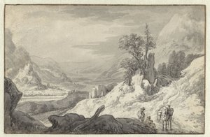 Berglandschaft mit einem Flusstal von Jan van Aken