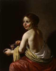 Mädchen, das eine Katze neckt