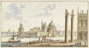 Ansicht der Sta. Maria della Salute vom Markusplatz in Venedig