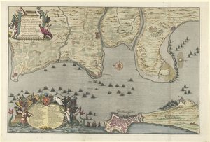 Karte der Landung und Expedition der Alliierten bei Cadiz, 1702