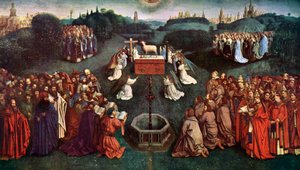 Die Anbetung des mystischen Lammes, Der Genter Altar, 1432, um 1900-1920 von Jan van Eyck
