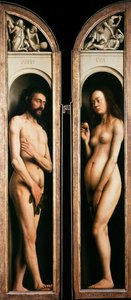Der Genter Altar. Anbetung des mystischen Lammes: Adam und Eva
