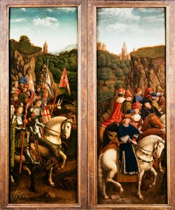 Der Genter Altar. Anbetung des mystischen Lammes: Gerechte Richter und die Ritter Christi