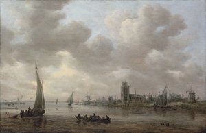 Blick auf die Maas mit Dordrecht im Hintergrund von Jan van Goyen