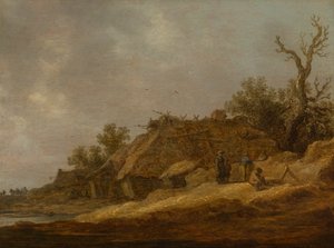 Verfallenes Bauernhaus mit Bauern von Jan van Goyen