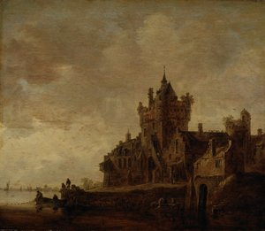 Flusslandschaft mit Burg von Jan van Goyen