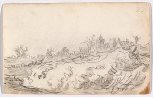 Dorf auf sonnigem Hügel von Jan van Goyen
