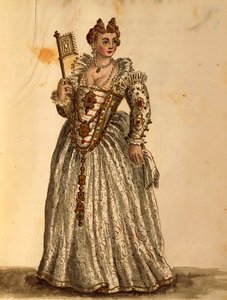 Dame im Abendkleid, aus Gli Abiti de Veneziani, illustriertes Kostümbuch von Jan van Grevenbroeck