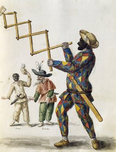 Harlekin, Aquarell aus Die venezianische Kleidung, aus fast jedem Zeitalter sorgfältig gesammelt und im 18. Jahrhundert gemalt von Jan van Grevenbroeck