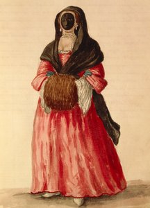 Moretta, venezianische Maske, Aquarell von Giovanni Grevembroch von Jan van Grevenbroeck