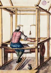 Weber, Illustration von Jan van Grevenbroeck (1731-1807) aus Das Kleid der Venezianer, Manuskript, Italien