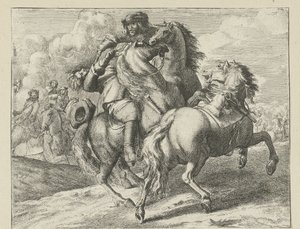 Soldat zu Pferd niedergeschossen