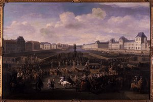 Ludwig XIV. nähert sich der Pont Neuf, Paris, 1674 von Jan van Huchtenburgh