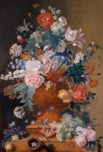 Blumen in einer Terrakottavase von Jan van Huysum