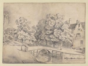Ansicht der Leidsegracht in Amsterdam, gesehen von der Keizersgracht von Jan van Kessel