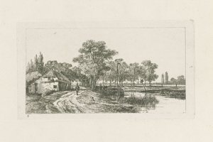 Landschaft mit festgemachtem Boot von Jan van Lokhorst