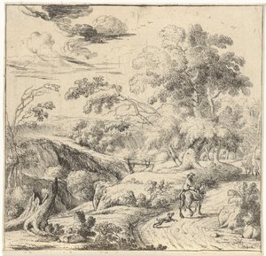 Landschaft mit einem Eselreiter