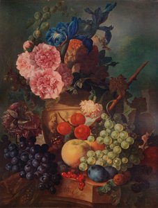 Ornamentale Vase mit Blumen und Früchten, um 1798, 1938