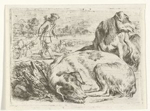 Jäger mit seinen Hunden