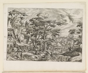 Landschaft mit Dorfszene