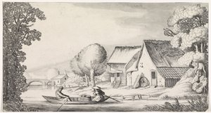 Bauer und Bäuerin in einem Ruderboot von Jan van de Velde (II)