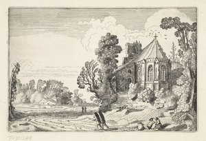 Figuren auf einem Landweg bei einer Kirchenruine von Jan van de Velde (II)