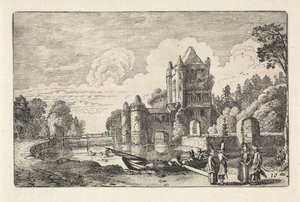 Landschaft mit dem Amsterdamer Tor in Haarlem von Jan van de Velde (II)