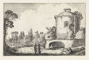 Landschaft mit einem runden Turm von Jan van de Velde (II)