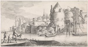 Stadt an einem Fluss (Serientitel: Angenehme Landschaften und unterhaltsame Ansichten) von Jan van de Velde (II)