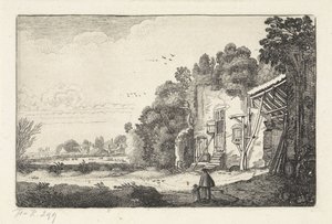Frau mit Kind bei einer Hausruine von Jan van de Velde (II)