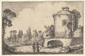 Landschaft mit einem runden Turm von Jan van de Velde II