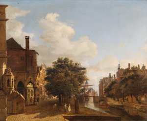 Architektonische Fantasie, mit dem alten Rathaus, Amsterdam ca. 1667-72 von Jan van der Heyden