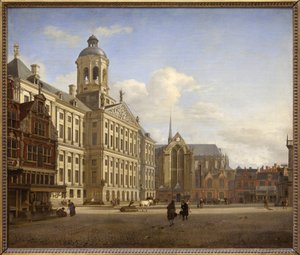 Der Damm mit dem neuen Rathaus in Amsterdam von Jan van der Heyden