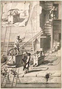 Vergleich der alten Feuerspritzen mit Van der Heydens Schlauchfeuerspritze von Jan van der Heyden