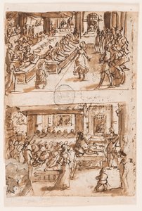 Tanz der Salome; Daniels Deutung des zweiten Traums von König Nebukadnezar, Vorentwurf für "Spiritus Consilii" (Der Geist des Rates), Platte 3 in der Druckserie "Die sieben Gaben des Heiligen Geistes"
