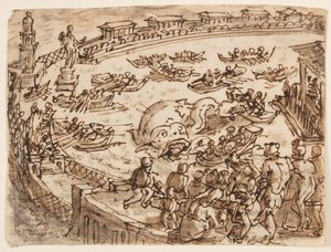 Recto: Walfang durch Kaiser Claudius im Hafen von Ostia; Verso: Inschrift zu Plinius des Älteren Naturgeschichte, Buch 9, Kap. 5