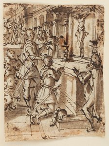 Heiliger Giovanni Gualberto und das wundersame Kruzifix von Jan van der Straet, called Stradanus