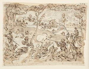 Skizzenbuchseite mit Kaninchenjagd von Jan van der Straet, called Stradanus