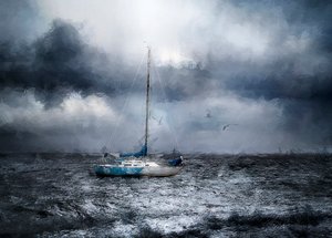 Stürmisches Ozeansegelboot von Jana Broskina