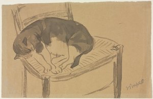 Schlafende Katze (recto) Torso einer nackten Frau (verso), erstes Drittel des 20. Jahrhunderts von Jane Poupelet