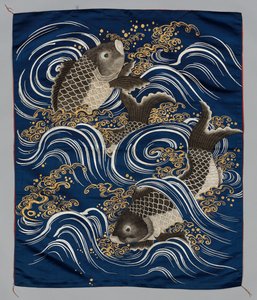 Geschenkverpackung (Fukusa) mit Karpfen in Wellen von Japan, Meiji period