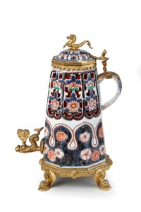 Eine seltene elegant montierte Imari-Kaffeekanne und Deckel