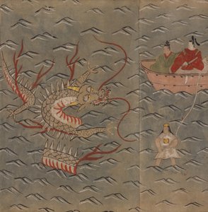 Ein Drache und eine Taucherin, Illustration aus dem 